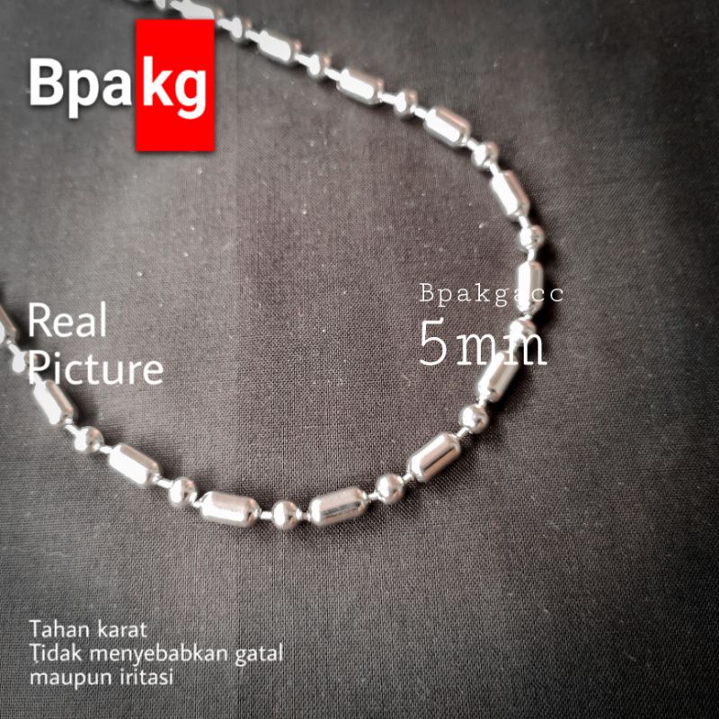 diskon kalung mci bulat tabung # kalung monel besi putih asli anti karat silver tali pendant wanita