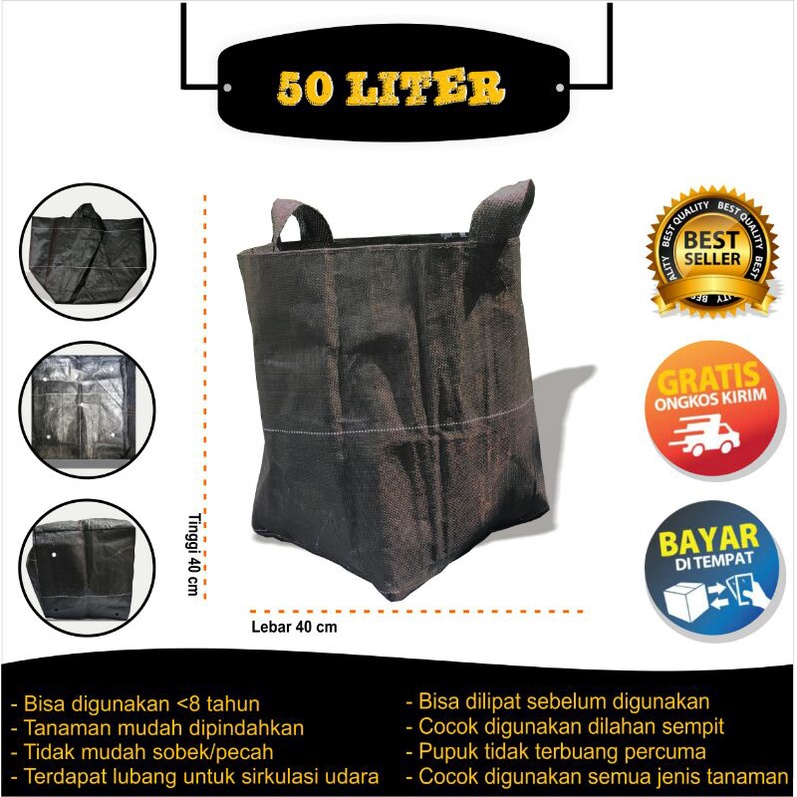 planter bag 50 liter pot tanaman