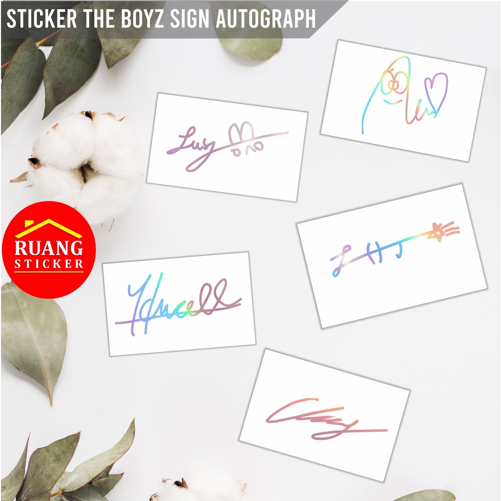 STIKER HOLOGRAM PELANGI MEMBER THEBOYZ SIGN AUTOGRAPH TANDATANGAN SEHARI JADI CUSTOM STICKER