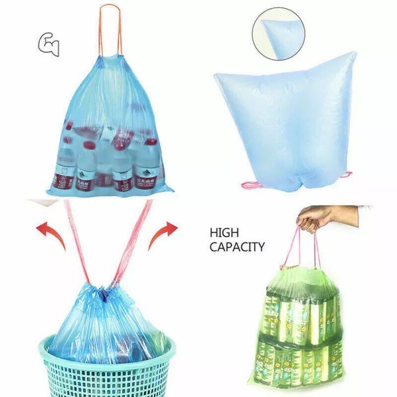 Kantong Plastik Sampah Rol + Tali Bahan Kuat Bagus 1 Rol isi 15 pcs