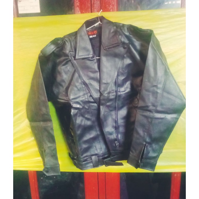 jaket pria merek seiko model Harley ukuran size L L DAN LM kulit sintetis, kalep