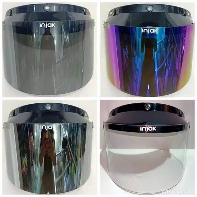 COD | Kaca helm bogo flat-datar iridium gold, smoke, clear, silver, pelangi