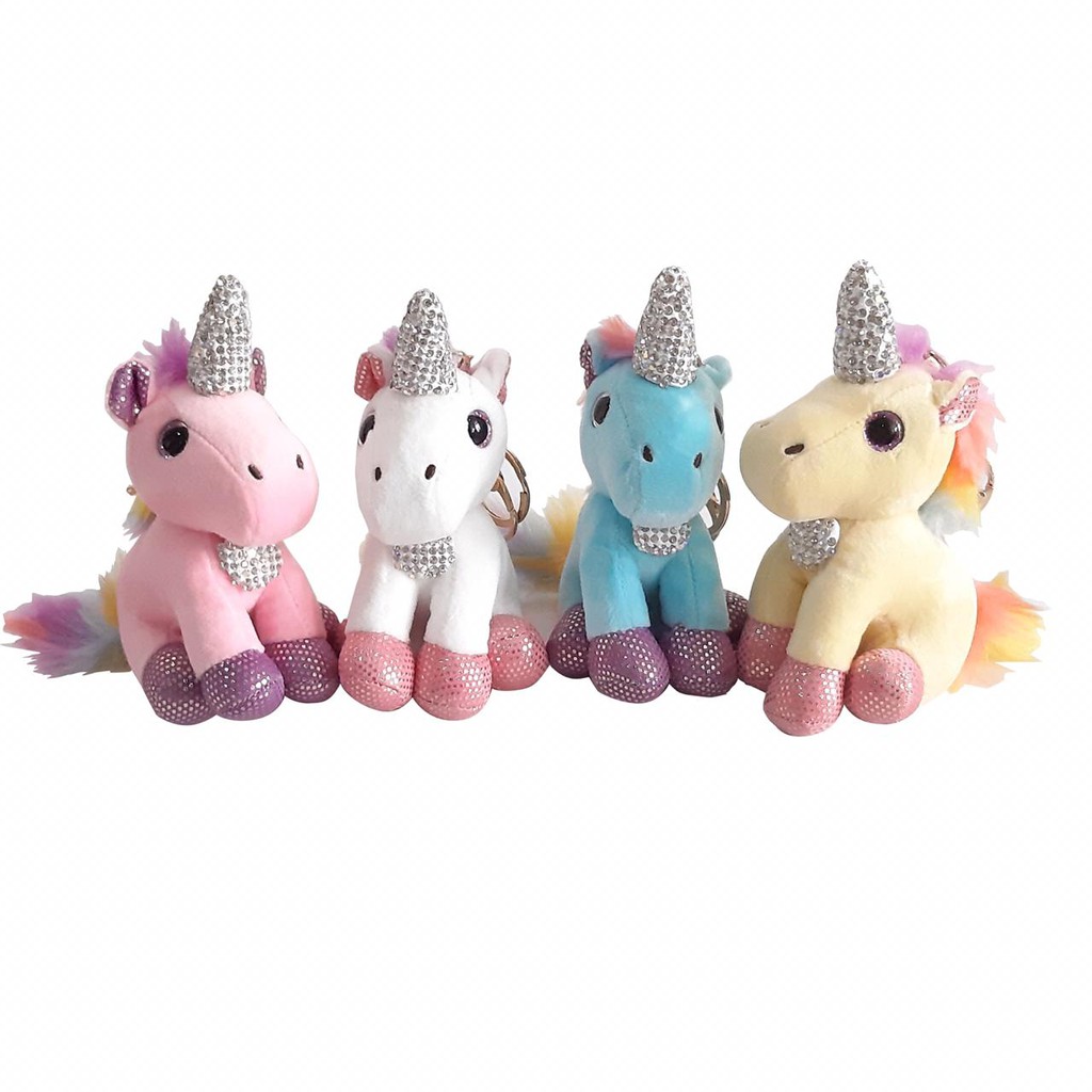 Unicorn Charms Ganci Keychain Pompom Halus Fluffy Gantungan Tas Unicorn Gantungan Kunci Unicorn