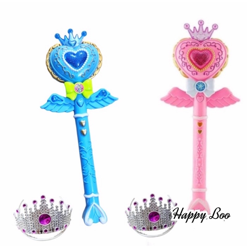 mainan tongkat peri magic wand mahkota projection tongkat sihir pwan princess wand lampu suara besar / kecil