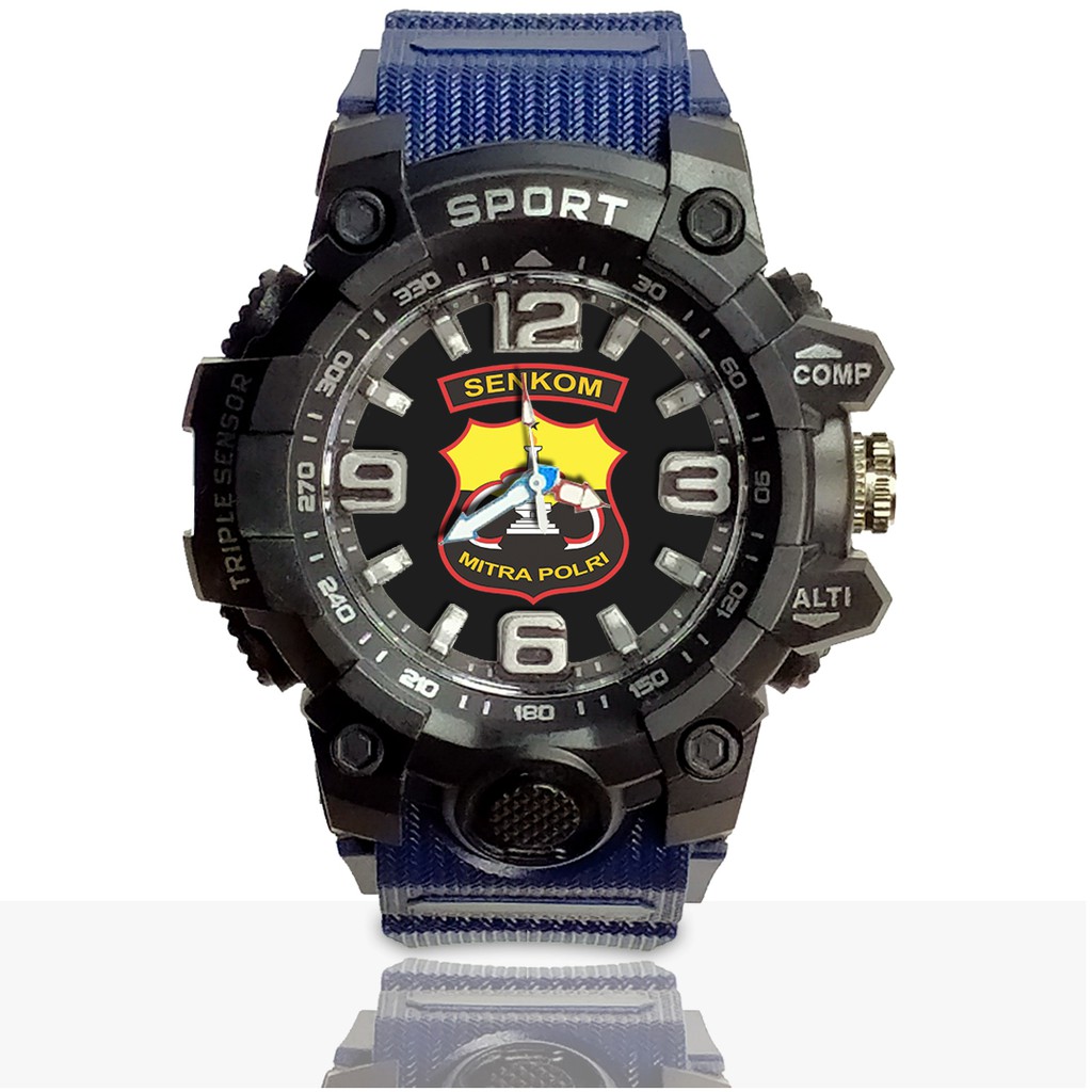 Jam Tangan Custom SENKOM MITRA POLRI Ruber- Water Resistant