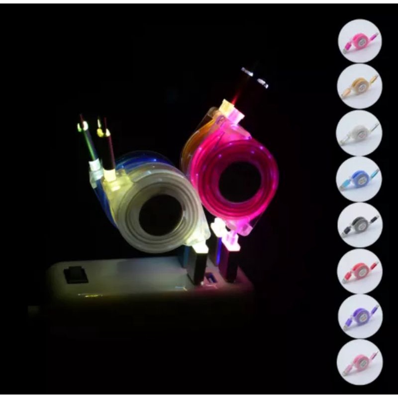 KABEL DATA TARIK BISA BUAT CAS HP USB DLL BISA MENYALA ADA LED