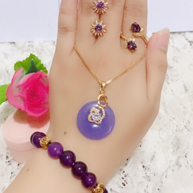 set giok asli permata giok warna ungu 88