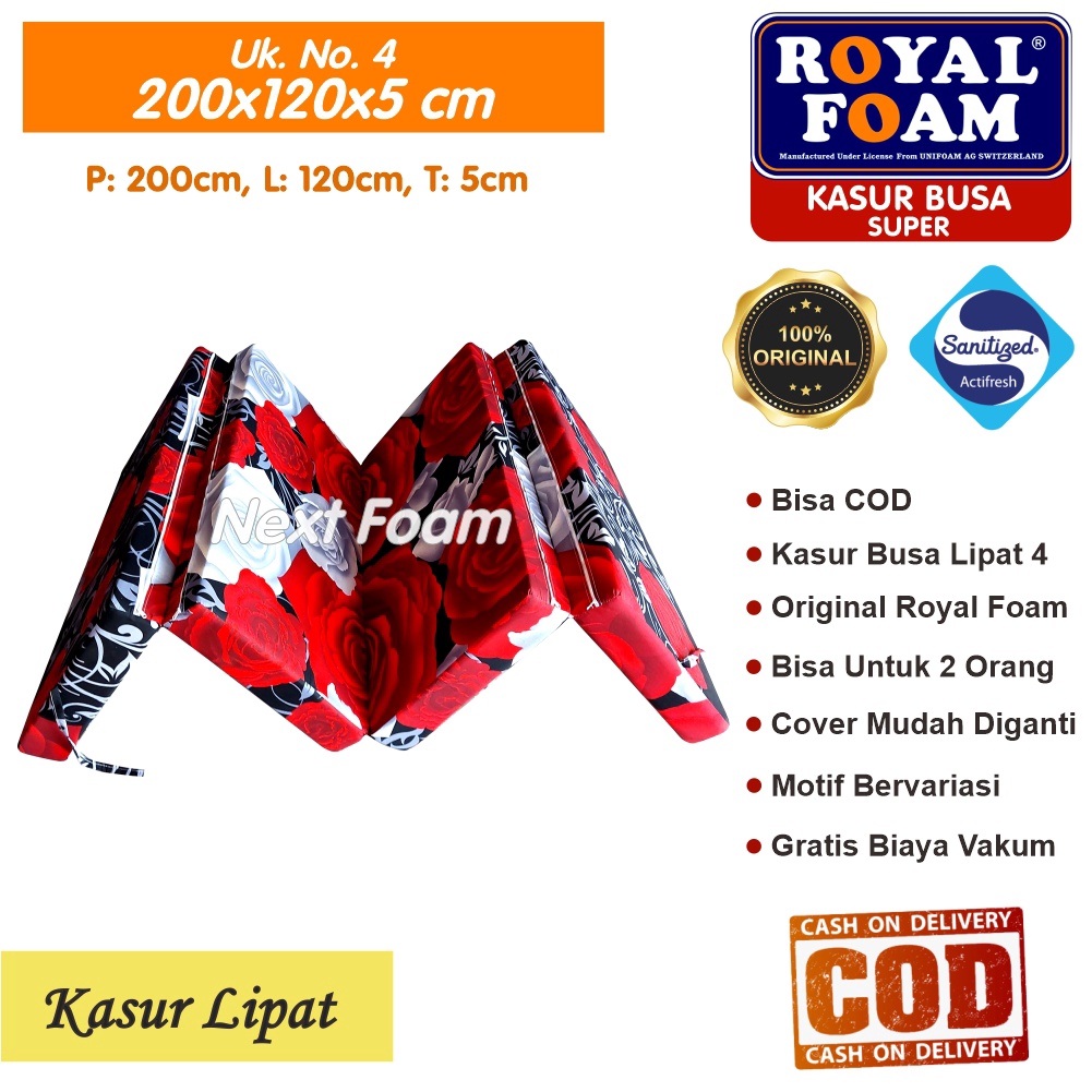 Kasur Busa Lipat Royal Foam Ukuran No 4 200x120x5 cm Tebal 5 cm D23 ORIGINAL