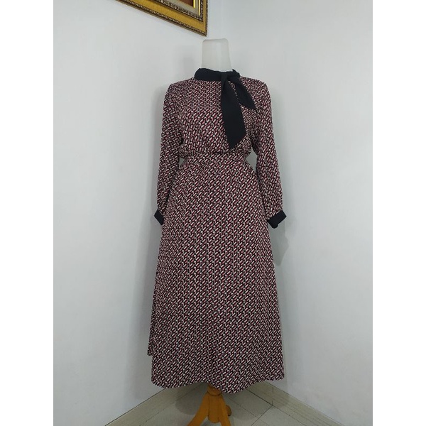 (BISA COD) Dress Vintage, Dress Bunga, Dress Tartan, Longdress, Dressmidi-Corak9