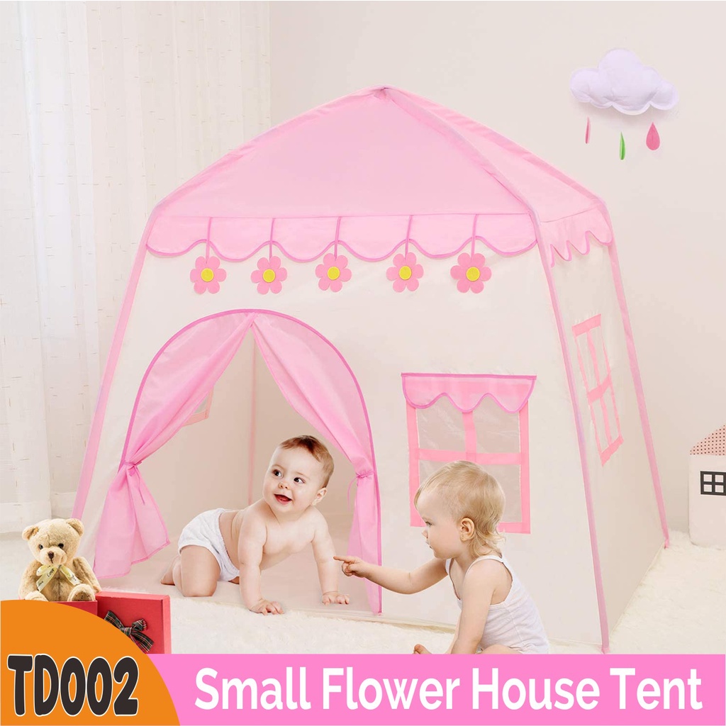 Tenda Bermain Princess Castle Outdoor Biru dan Pink Tenda Anak Model Rumah -Wonderdekorasi