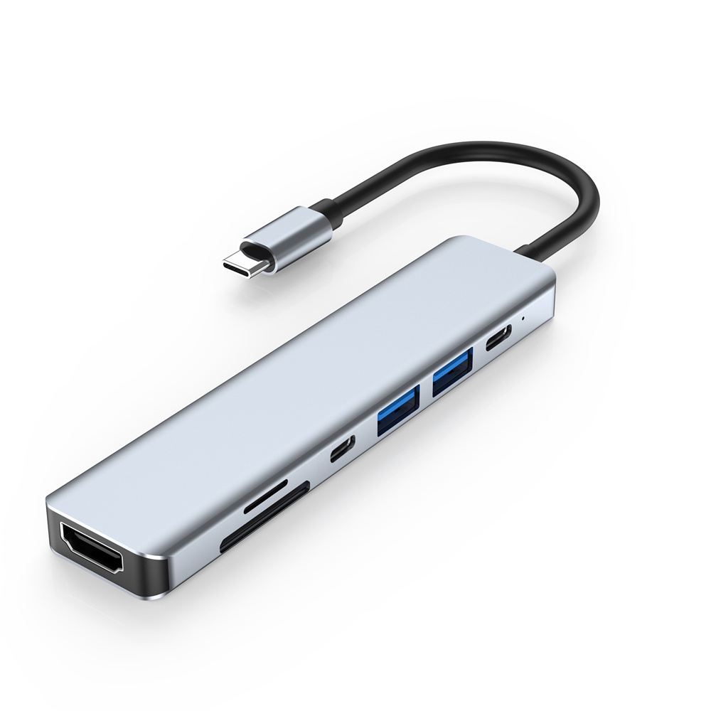 IPHub USB Type C Hub Adapter HDMI + USB 3.0 + USB Type C + Card Reader - YG-2121 - Silver