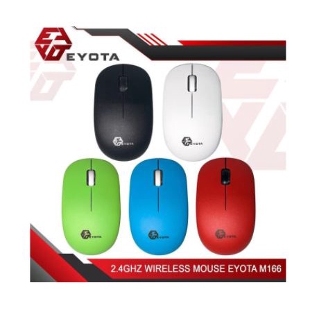 Mouse eyota wireless 2.4ghz usb optical 1000dpi for pc laptop office gaming m-166 m166