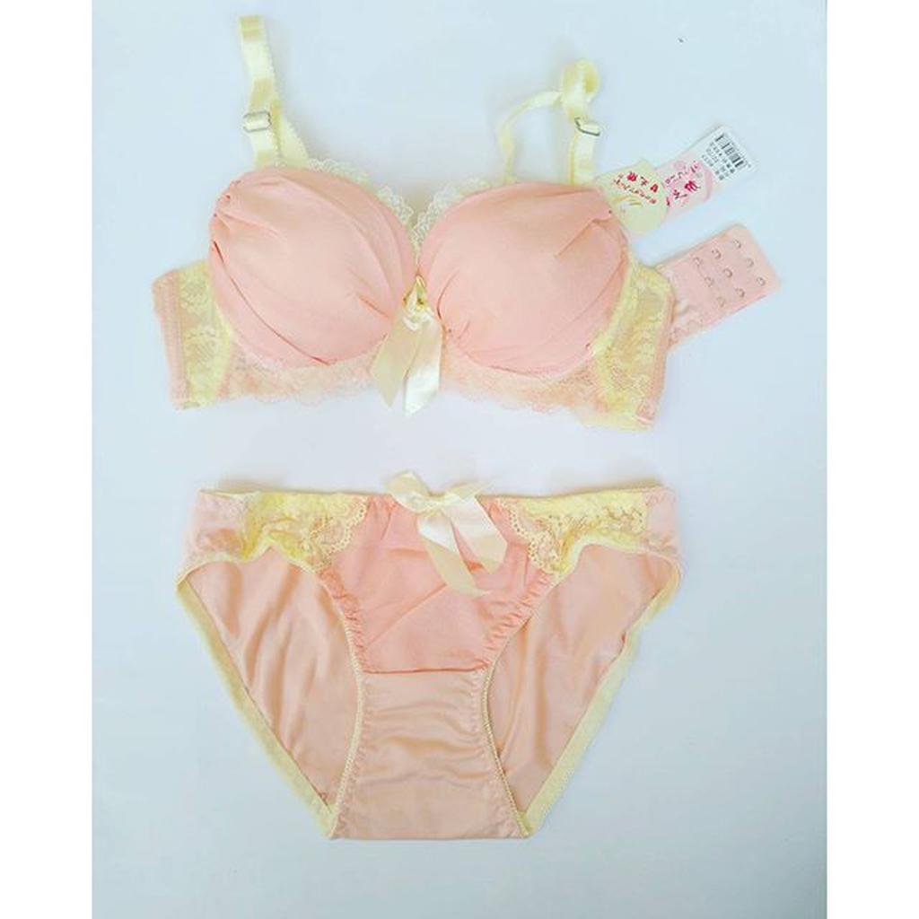 BRA BH DAN CELANA DALAM CD SET CHIFFON PINK