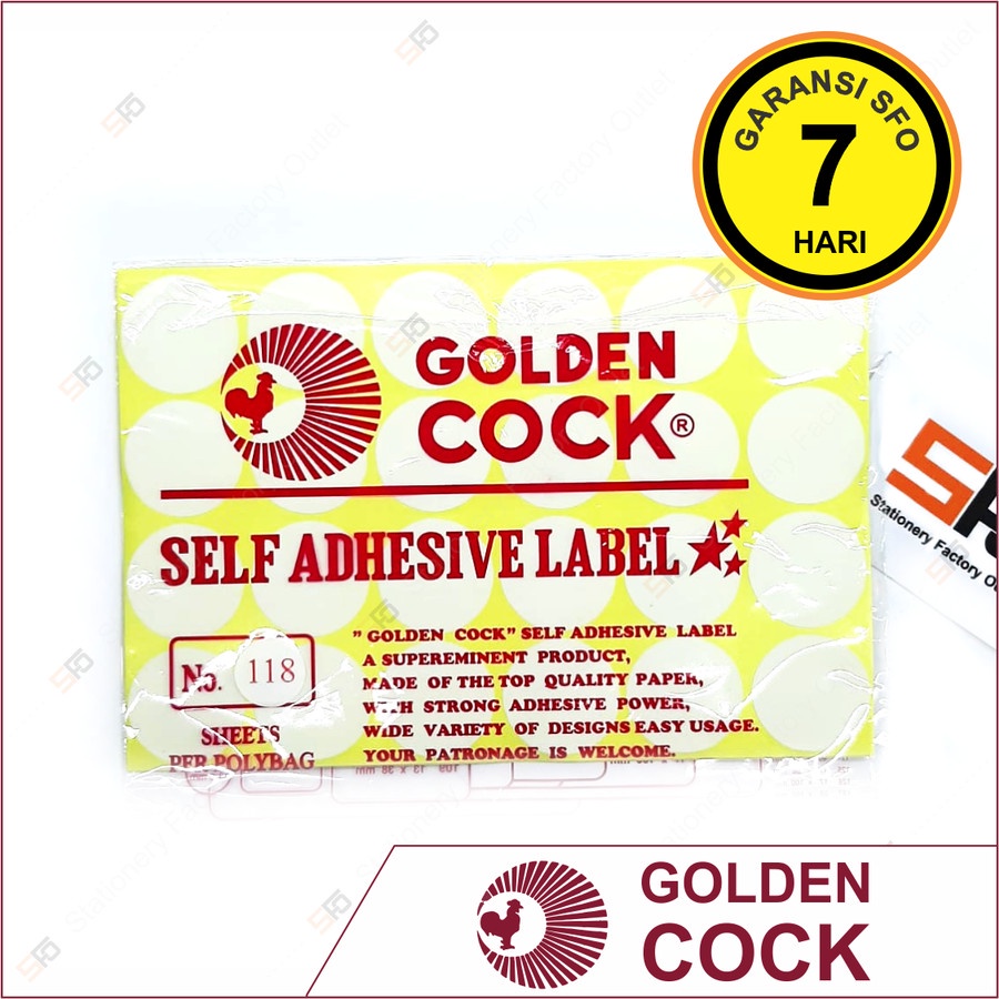 

Label Sticker Golden Cock 118 - 32 mm - SFO Semarang Official