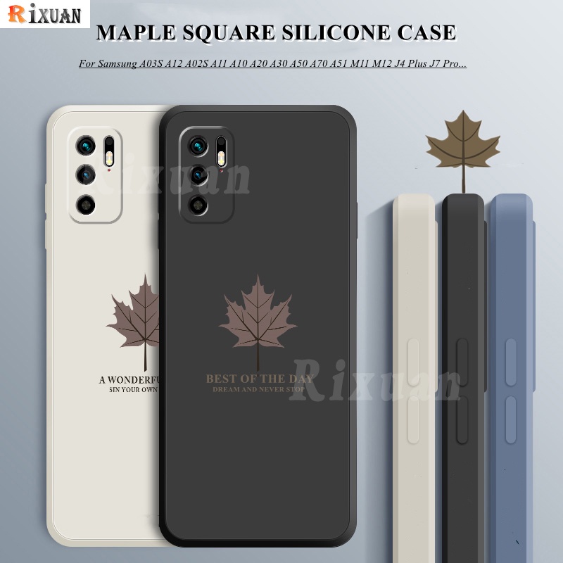 Casing Samsung A03S Samsung A12 Samsung A02s Samsung A11 M11 M12 A51 A20S A10 A10s A20 A30 A30s A50s A71 Samsung J7 Pro J7 Prime Luxury Maple Leaf Pattern Soft Square Silicone Phone Case Cover Rixuan