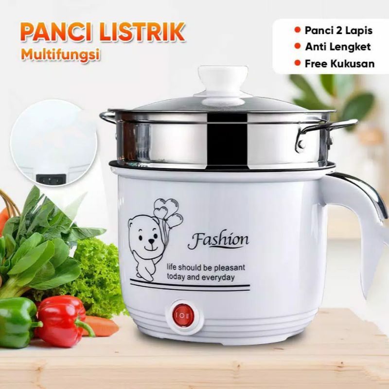 Panci Elektrik Teflon Stainless YS-18D Panci Kukus/Gorengan/Steam