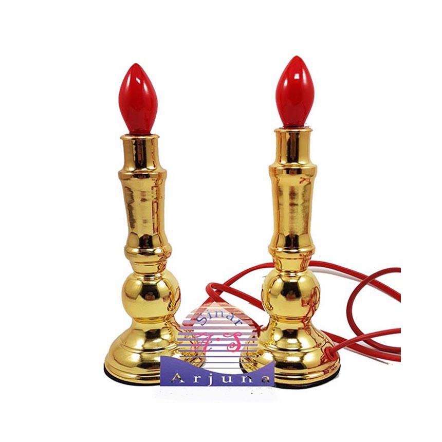 LAMPU listrik lilin bahan alloys WARNA Emas polos 15CM