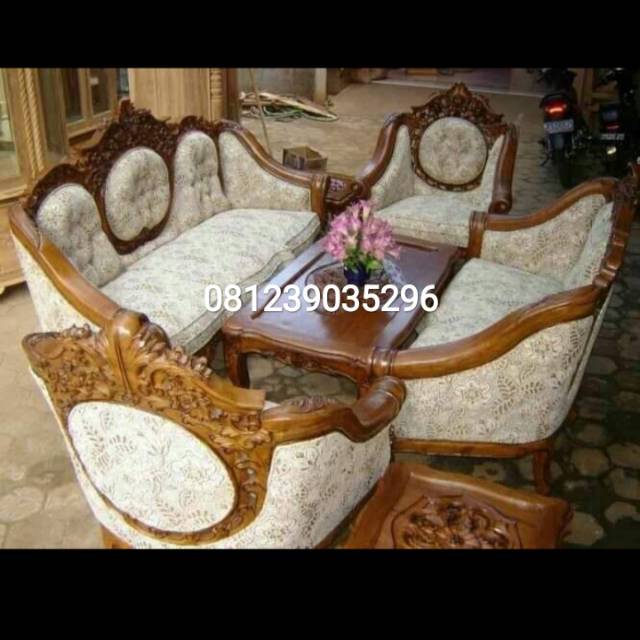KURSI TAMU SOFA UKIR MEWAH GANESA KAYU JATI