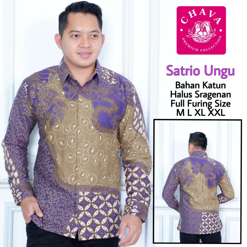 Kemeja Batik Pria Warna Ungu Batik Panjang/Pendek Warna Purple Batik Ori Solo Terbaru Baju BatikUngu