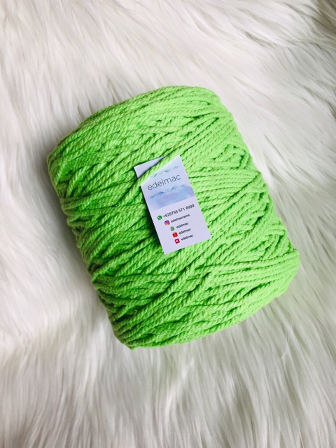 Tali katun macrame hijau twist 4mm premium