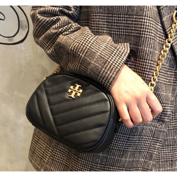 Tas Tory Burch 60227 Kira Chevron Small Camera Bag Black