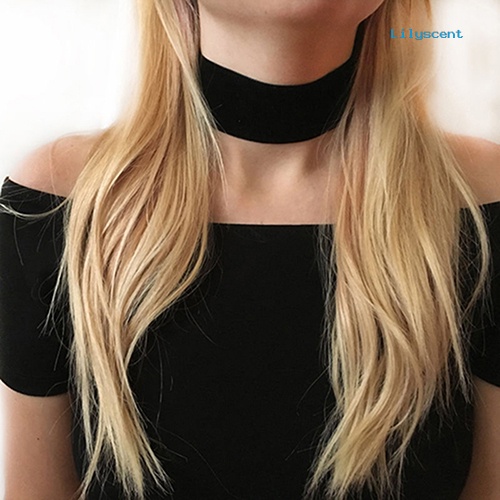 LADY BLACK Kalung Choker Bahan Velvet Warna Hitam Gaya Retro Gothic Untuk Wanita