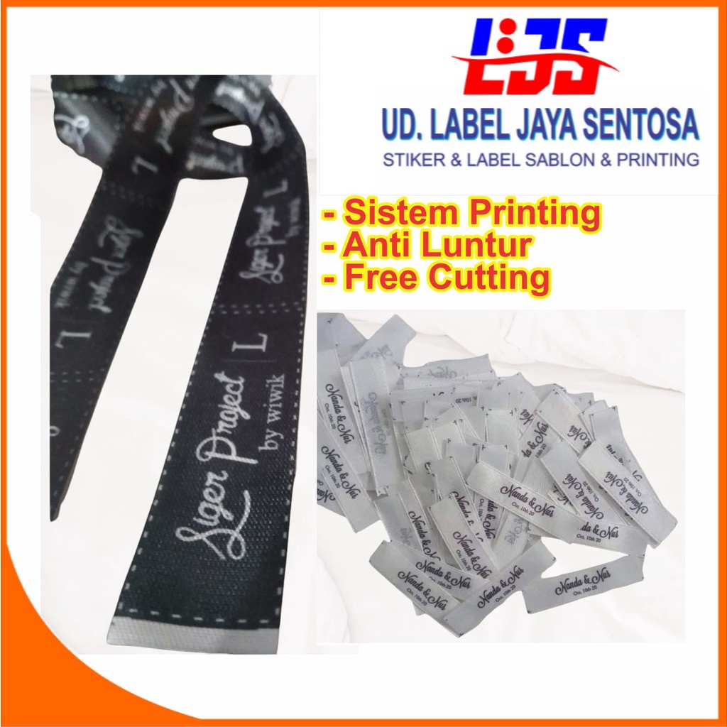 

(Min 100 pcs) Custom Pita Satin PRINTING ANTI LUNTUR FREE HOT CUT Label Pita Sablon Pita Murah LABEL JAYA