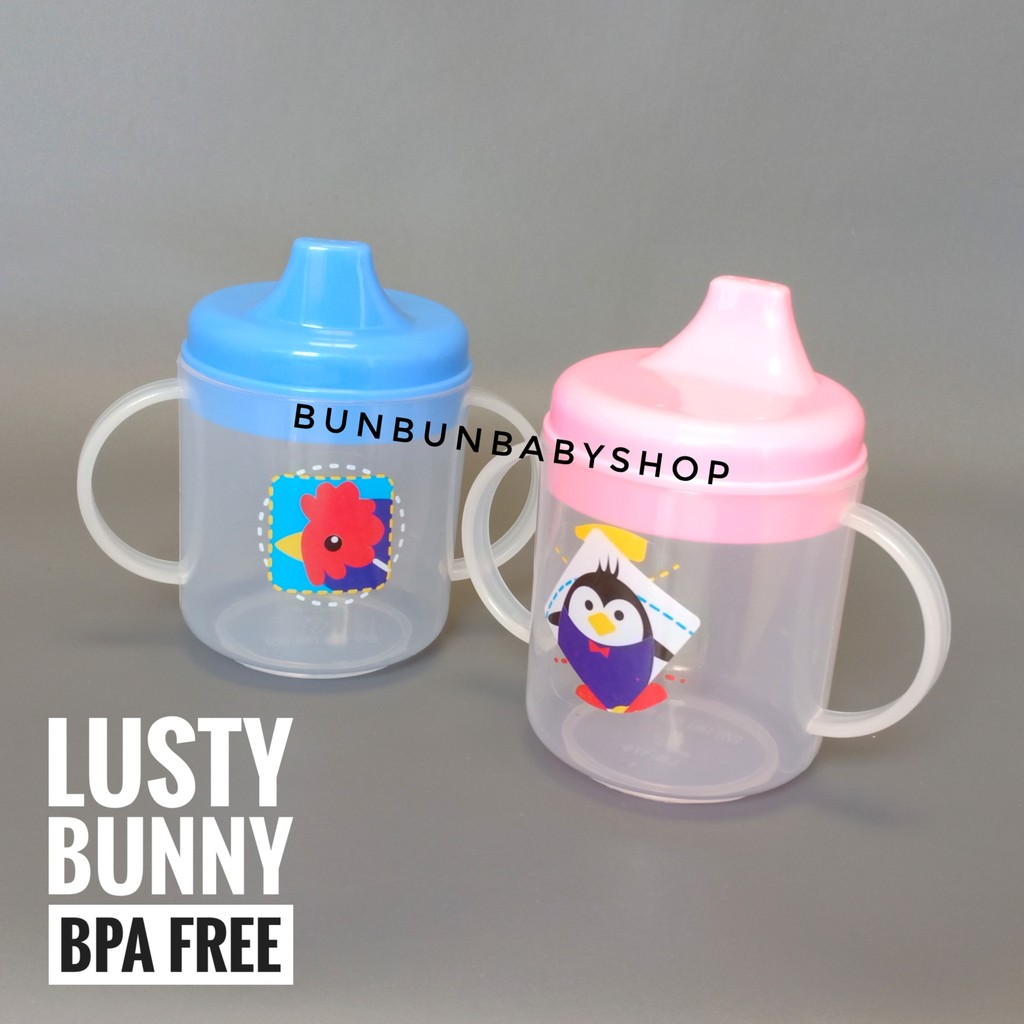 BPA FREE LUSTY BUNNY Gelas Mug Bayi Training Feeder Cup Baby Botol Tempat Minum Lucu BunBunBabyShop