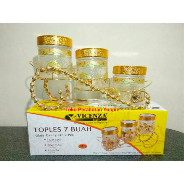Toples kue kering / Toples vicenza / Toples set isi 3 / toples kue / Toples lebaran / Toples hias