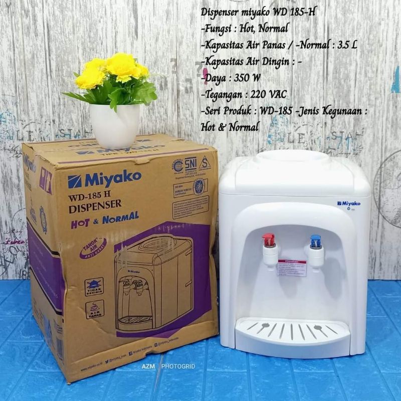 Dispenser Miyako Tempat Galon air WD 185 H 2 kran keran panas / hot dan normal / fresh