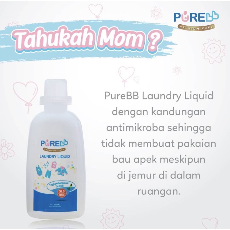 Purebb Laundry Liquid Refill 900 ml ( BUY 2 GET 1 )/Detergent bayi