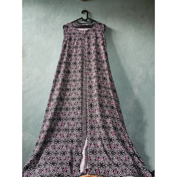 Rompi Gamis Motif Geometris Hitam Pink Fanta (Preloved)