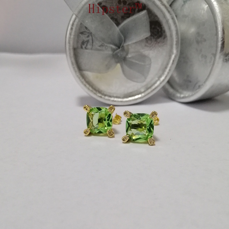 Classic Fashion Hot Sale Natural Green Crystal Full Diamond Micro Earrings