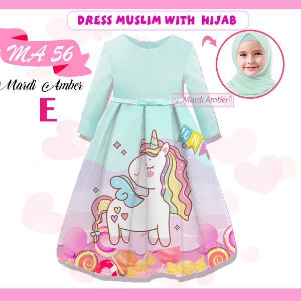 AS Dress Anak Muslim with Hijab Mardi Amber MA 56 KIDS 2Tahun - 7Tahun