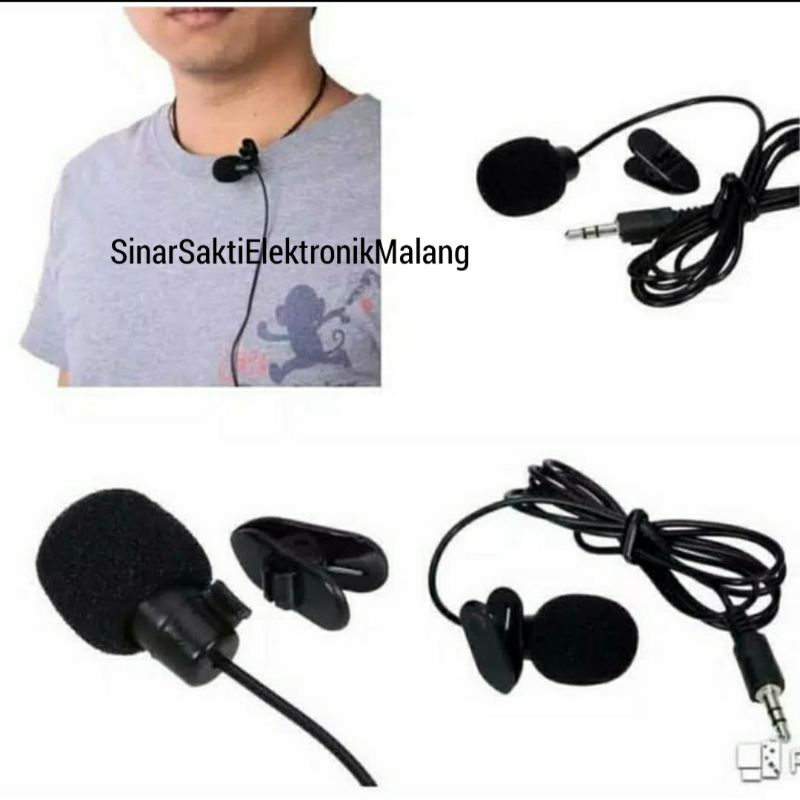 Microphone Jepit Mic Youtuber Clip 3.5mm Audio Jack Komputer Kabel