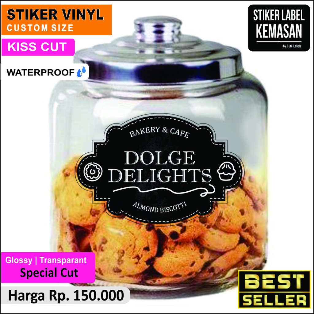 

Custom Stiker Label Kemasan / Merk Dagang / Usaha bentuk SPESIAL CUT