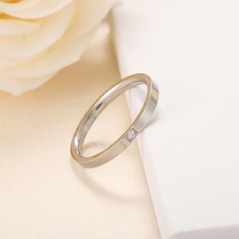 Cincin Titanium Mini Korea Wanita CK015 warna silver bisa untuk cincin kawin nikah fashion set midi