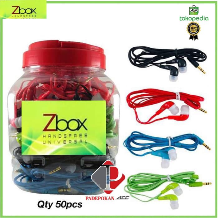 Headset plus mic Toples ZBOX atau umax isi 50 pcs Candy Super BASS Handsfree Earphone