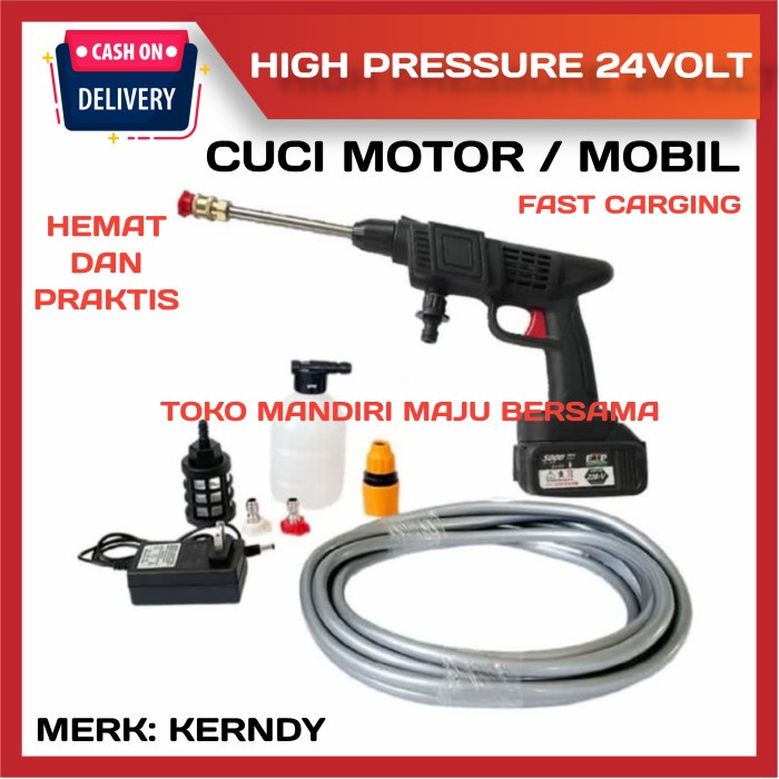 High Pressure Cordless Jet Cleaner 24v / Steam Cuci Motor Mobil Carger