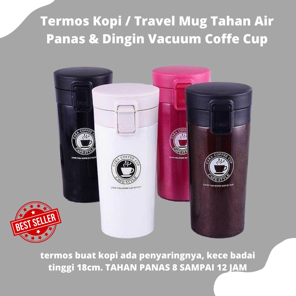 Termos Kopi / Travel Mug Tahan Air Panas &amp; Dingin Vacuum Coffe Cup [GRATIS BUBBLE]