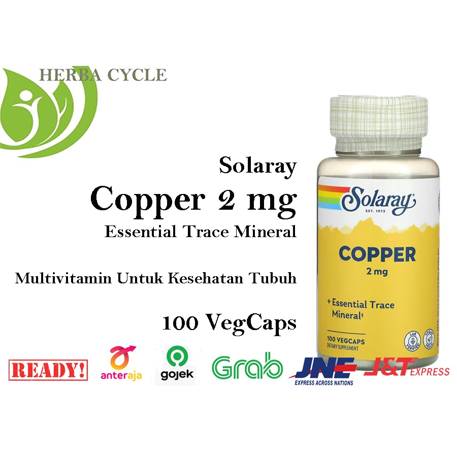 Solaray Copper 2mg 100 Veg Caps Multivitamin Kesehatan Tubuh ORI USA