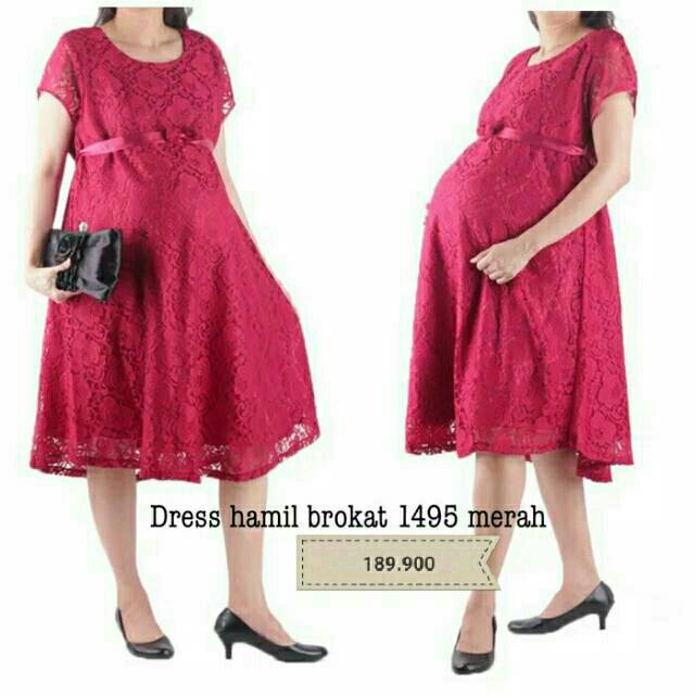 Dress Brokat Hamil Dress Pesta Hamil Baju Ibu Hamil Baju Kondangan Bumil Dress Brukat Shopee Indonesia