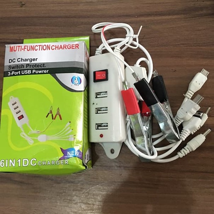 Charger DC 6in1 Witch Protect 3 Port USB Multi Function Grosir Ecer