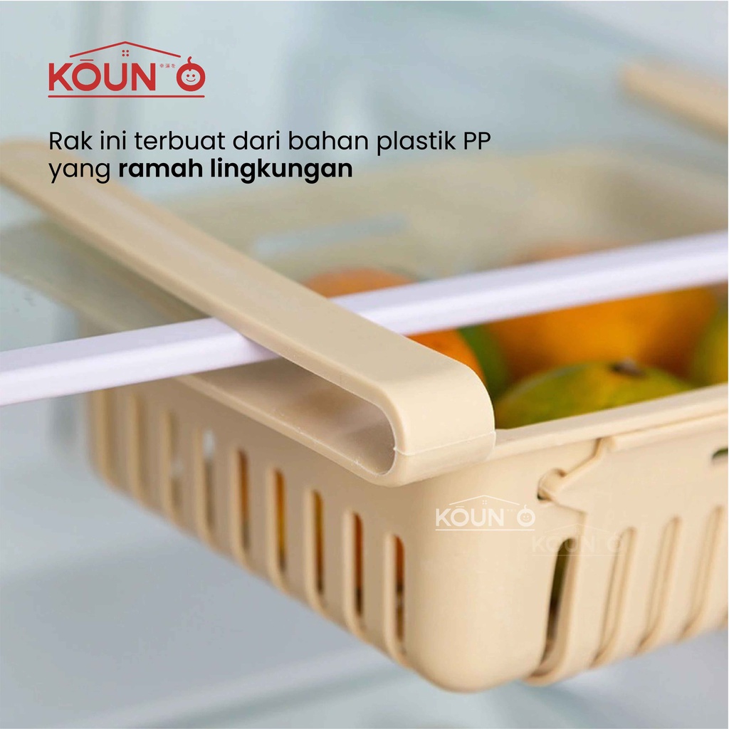 Rak Penyimpanan Keranjang Kulkas Sekat Partisi Tempat Serbaguna Fridge Pull Out Storage