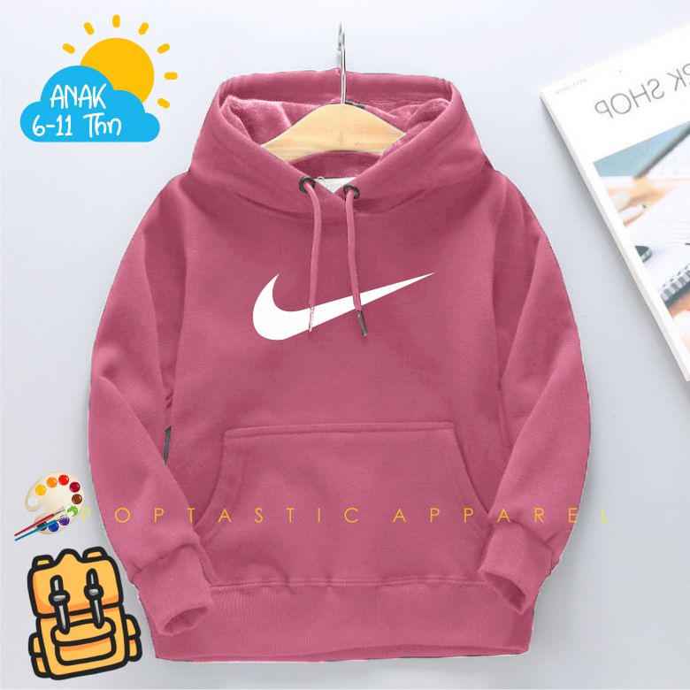 NIKEE Jaket Distro Sweater Hoodie anak Laki-laki perempuan LOGO BORDIR FLEECE TEBAL