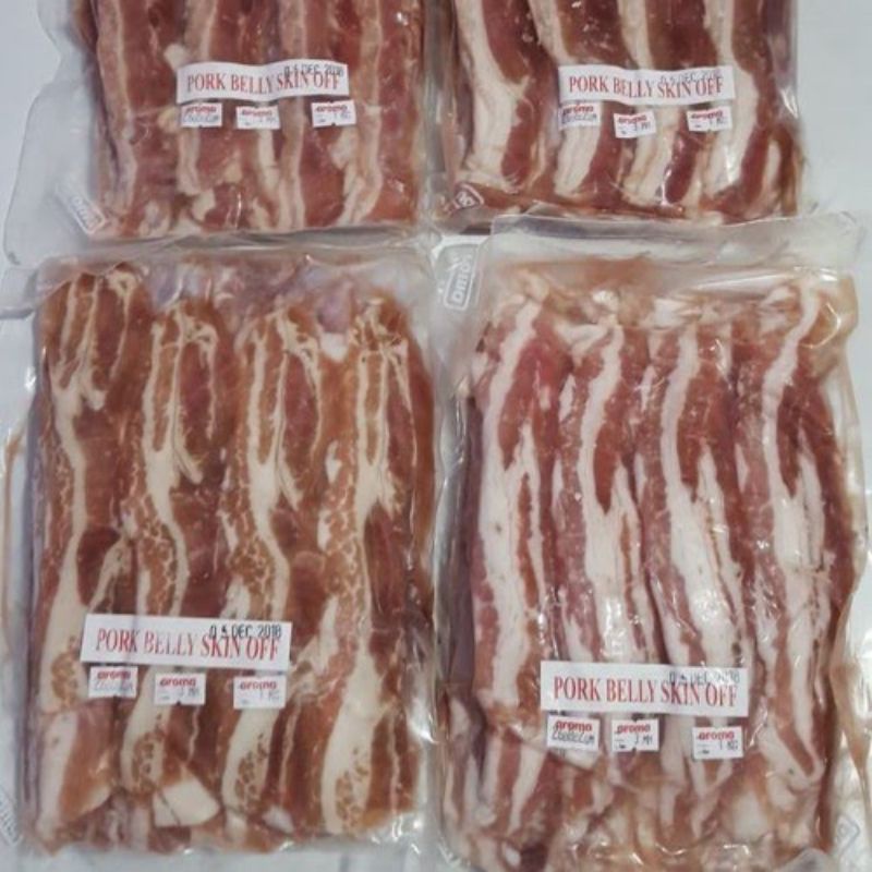 

PORK BELLY SKIN OFF / SAMCAN SLICE / SAMGYEOPSAL AROMA KEMASAN 1 KG