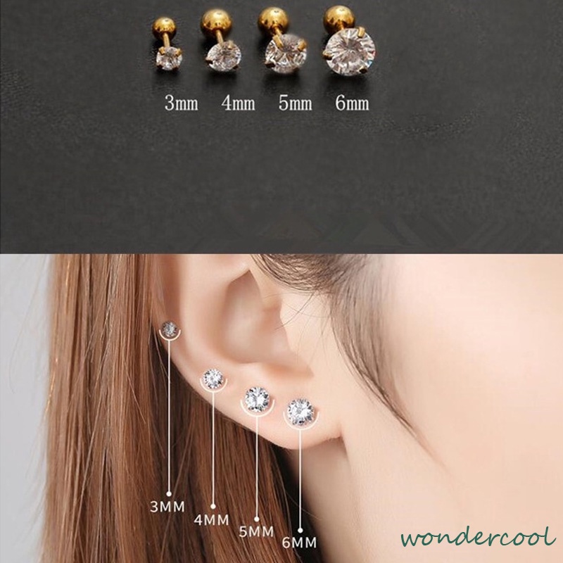 1 Pcs Anting Mini Stainless Steel Tulang Rawan Tragus Mode Kristal Anting Zirkon Simple Penjualan Panas Mode-Won