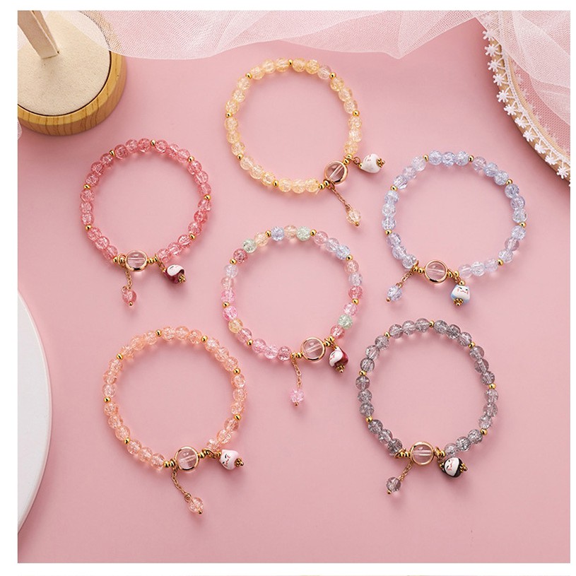 LRC  Gelang Fashion Color Kitten Burst Flower Crystal Bracelet Female F93306