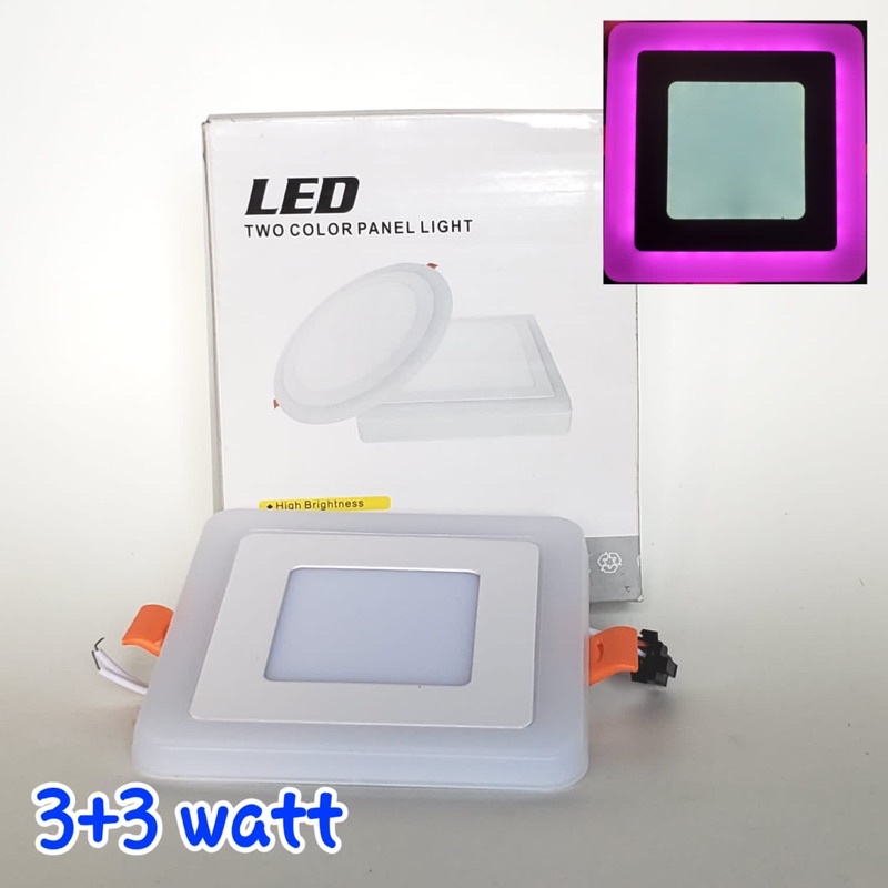 Downlight 2 Warna 3+3 Watt Kotak Putih Pink