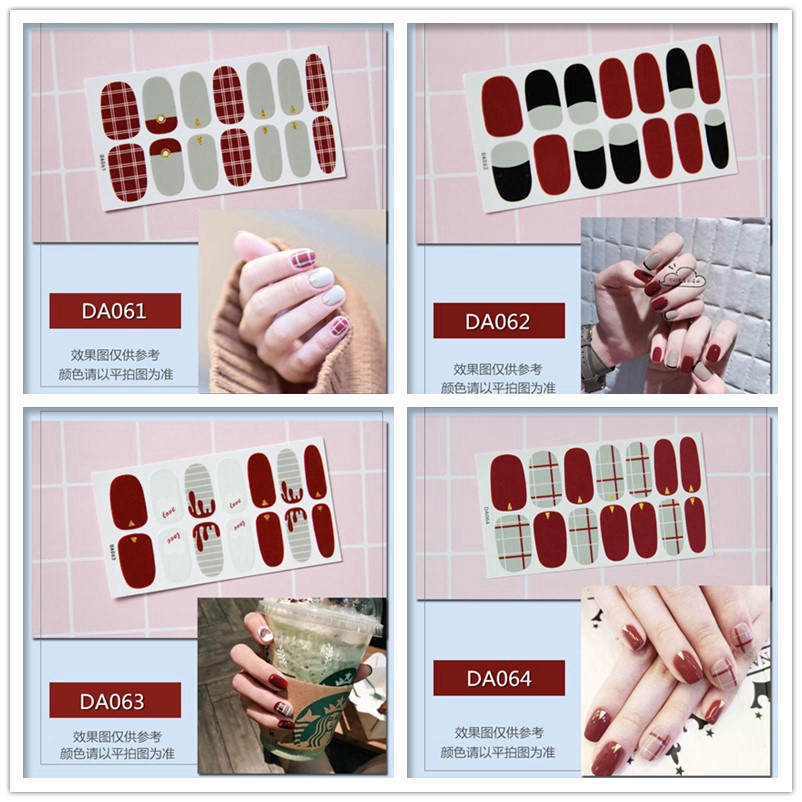 14PCS/Set Stiker Kuku Tahan Air Dilepas Penutup Penuh Dekorasi Nail DIY